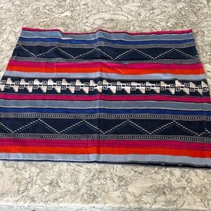 Striped Tribal Print Mini Skirt in Navy, Pink & Orange